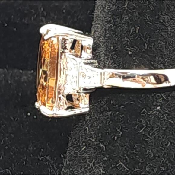 Princess Cut Champagne & Cubic Zirconia Rose Gold Ring Gift Silver Womens Size 7 - Picture 6 of 11